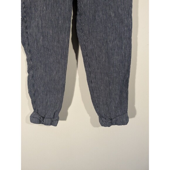 Athleta Pants Women 0 Bali Blue Striped Linen Cropped Relaxed Jogger Lagenlook - Picture 7 of 10